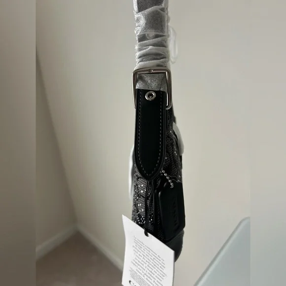 Coach Black Crystal Signature Jacquard Hamptons Hobo Shoulder Bag - Picture 5 of 9